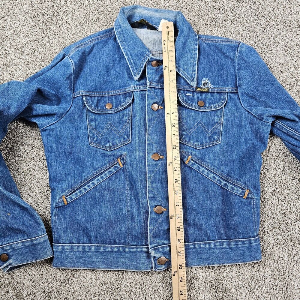 Vintage Wrangler Jacket Mens Small 126NV No Fault Denim Jean 1970s Distress USA - Picture 10 of 12